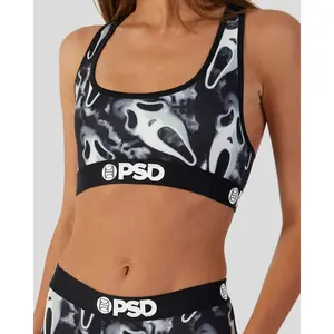 PSD Womens Ghostface Dark Racerback Sports Bra - Comfortable, Breathable, Ultra-light Fabric