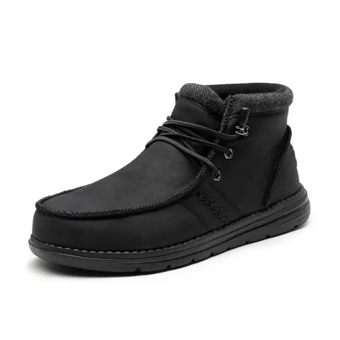 Dream Pairs Men's Soft Slip-On Faux Suede Round Toe Ankle Boots - Bruno Marc Casual Winter Walking Shoes with Elastic Laces, Warm Cushioned Lightweight Footwear, Velvet Lining, Stitched Detailing, Wear-Resistant Upper, Flex EVA Sole