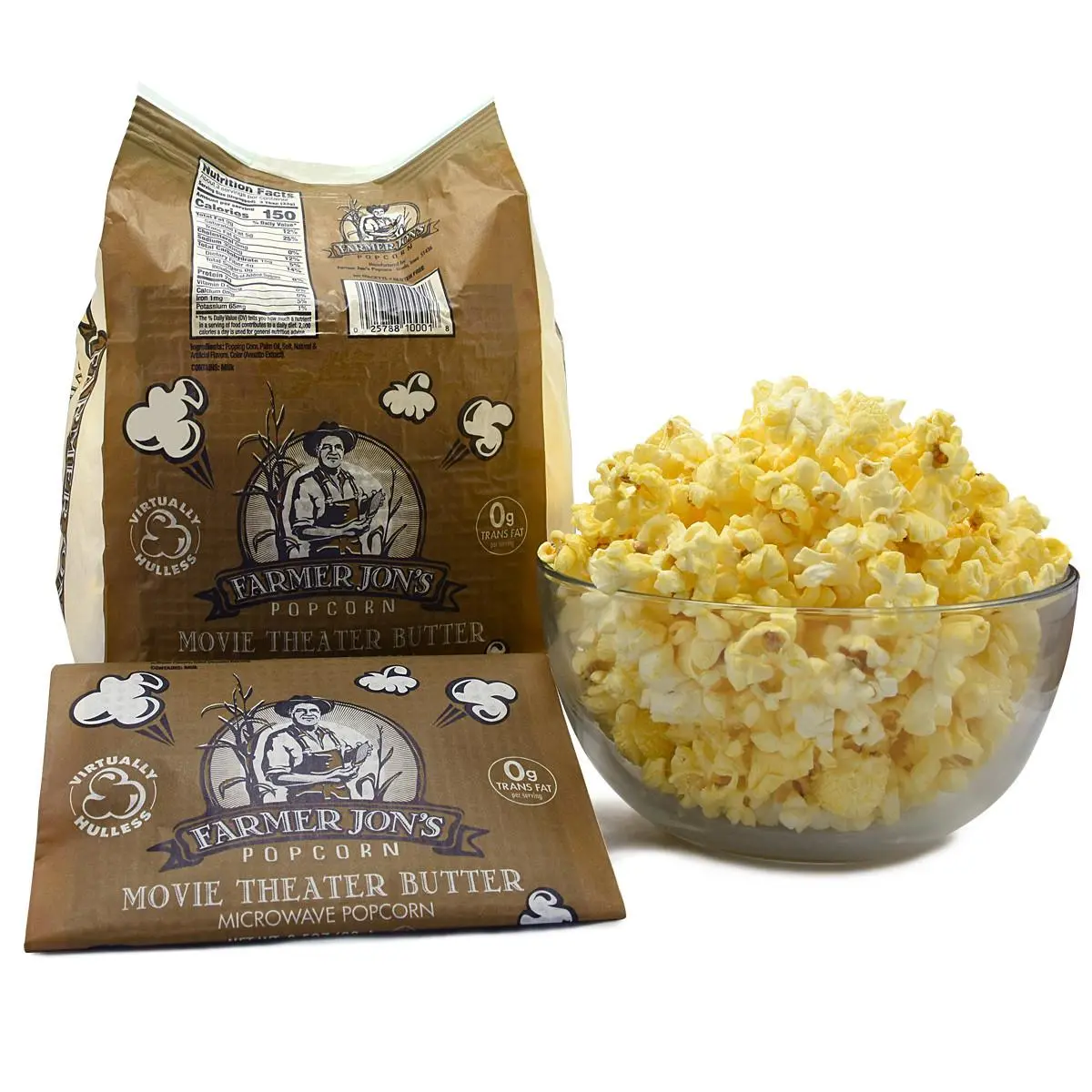 Movie Theater Butter - Microwave Popcorn, Farmer Jon's Popcorn 3.5oz Packs (12 or 20)