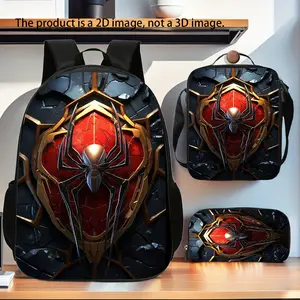 Spider 3pcs Backpack Set, Large-capacity Campus Schoolbag, Suitable for Daily Commuting, Sports Trips and Travels, Fashionable Backpack Series