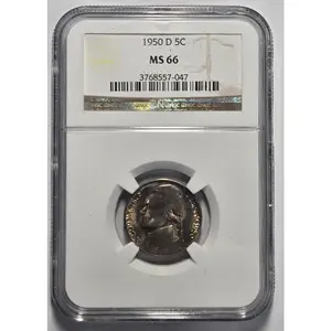 1950-D JEFFERSON NICKEL (5C) NGC MS 66 Certified Coin