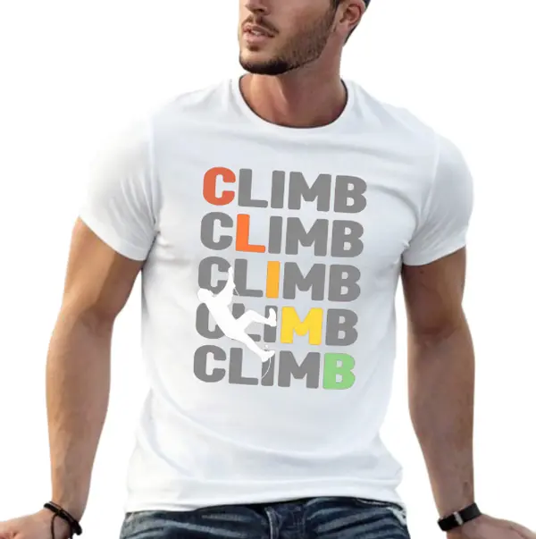 Climbbbbb Men's T-Shirt, Casual Daily Wear, Breathable Cotton Mens Top