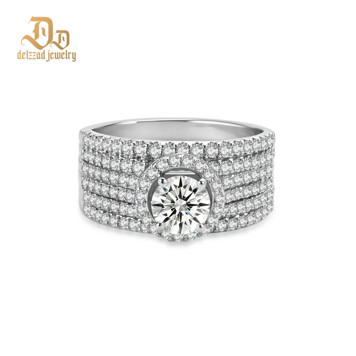 DELZZAD 1.9ct The Radiant Eras Ring Halo Engagement Ring Bridal Wedding Promise Ring VVS Synthetic Moissanite Ring Jewelry Copper Band Perfect Birthday Engagement Wedding Anniversary Christmas Valentine's Day Mother's Day Gift