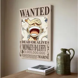 One Piece Luffy Gear 5 Wanted Poster Canvas Wall Art |   3 Billion Bounty Nika Form Anime Room Decor