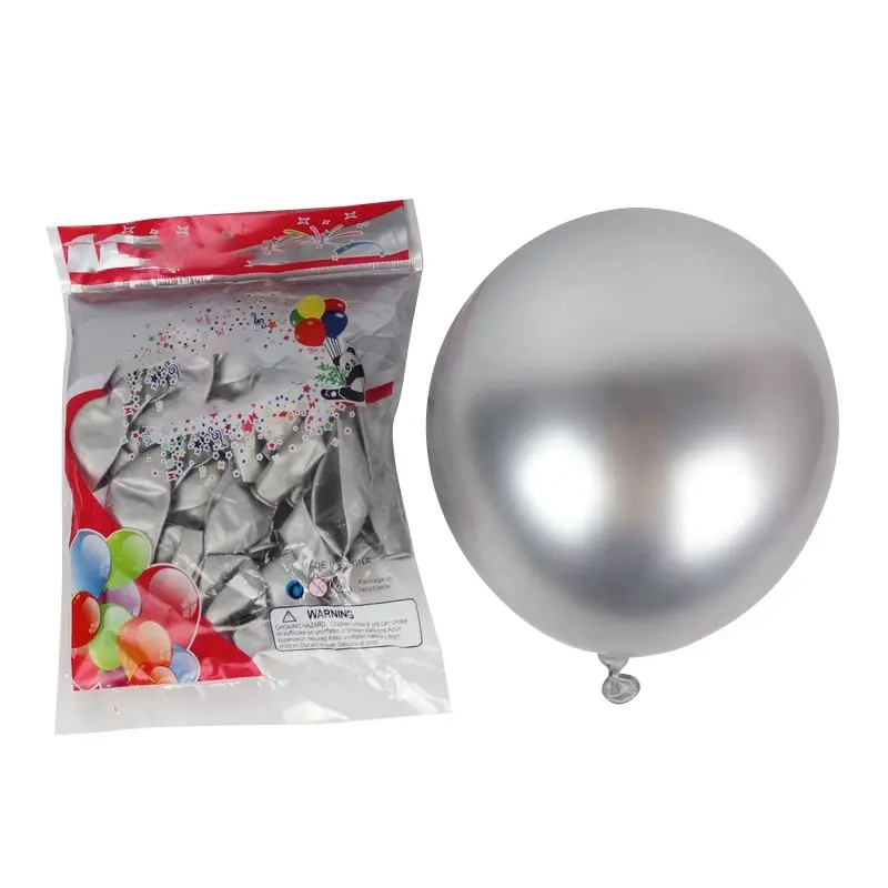 50Pcs 10-in Thick Round Metallic Finish Latex Balloons, Chrome Glossy Pearl Globos - Playful Party Centerpiece, Household Appliance Accessory