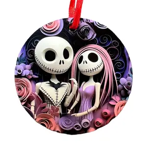 Jack and Sally Couple Christmas Ornament - Colorful Decoration for Holidays - Multicolor