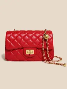 Women's Quilted Chain Strap Crossbody Bag, Leather Shoulder Bag, Fashionable Solid Color Bag for Daily Used, Casual Trendy Versatile High-quality Daily Commuting Bag