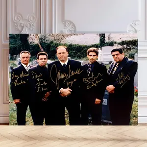 Retro The Sopranos Cast Signature Unframed Poster, Waterproof Plaid Classic Film Print, Artistic Boxing-Themed Wall Art, Home Decor for Room & Kitchen