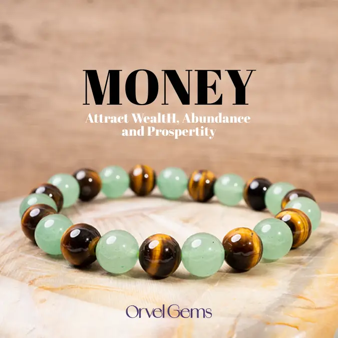 Money Manifestation & Attraction Bracelet – Wealth, Luck, Party Style, Anxiety Soothing | Tiger’s Eye Aventurine Green Agate Citrine Hematite Malachit