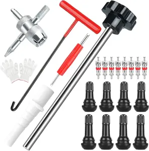 22PCS Tire Valve Stem Tool Kit, Quick Change Valve Core Removal & Replacement Tool Set with 8-Way Valve Tool & TR413/TR414 Stems for Cars, Trucks & ATVs