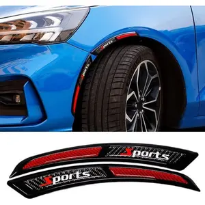 2PCS Sport Red Universal Car Wheel Eyebrow Self Adhesive Fender Flare Protector Anti-Collision Rubber Strips Side Bumper Protection Guard for Most Car Models