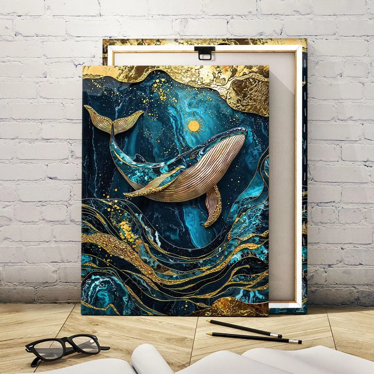 Deep Sea Whale Canvas Poster, Modern Art Decor, Decorative Artwork, Waterproof Wall Art for Living Room Bedroom Hallway Office, High Definition Home Decoration