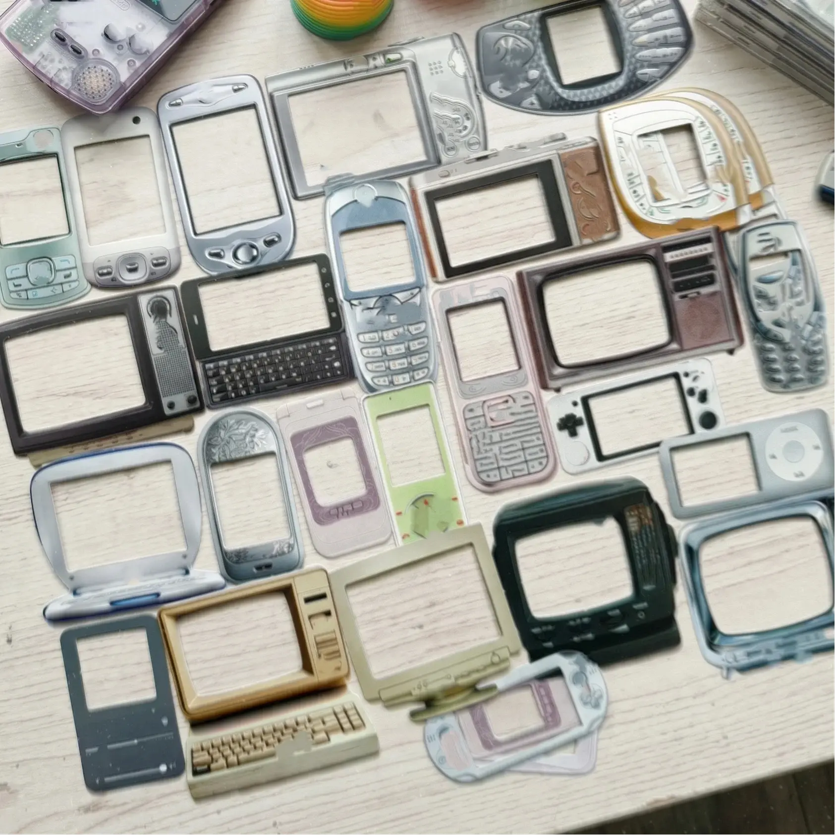 Y2K Retro Tech Frame Sticker Packs - 3 Styles, 100-108 Pcs with DIY Blank Screens, Vintage Electronics/Digital Devices/Desktop Dialog Box Decals for Scrapbooking, Journaling