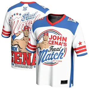 John Cena Final Match December 13 2025 WWE Soccer Jersey Blue White Red Star Graphic Loose Fit Fan Streetwear Casual Sport Shirt Gym Top For Men Women Fall