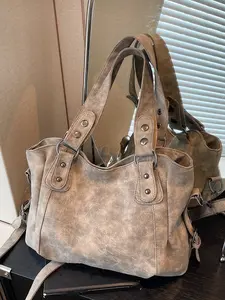 Fashionable and casual one-shoulder tote bucket bag, trendy and versatile one-shoulder crossbody bag, frosted solid color one-shoulder commuter crossbody bag, suitable for commuting, daily matching and other scenarios. Everyday shoulder bag