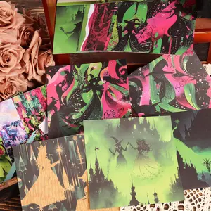 JAIIMAN 48pieces (12papers and 36stickers)DIY Wicked Witch Decor Scrapbook Decorative Paper Set With Stickers, Witchy Stickers Kit, for Scrapbooking Supplies, Craft Albums, Holiday Decor, Paper Craft, Journaling Supplies