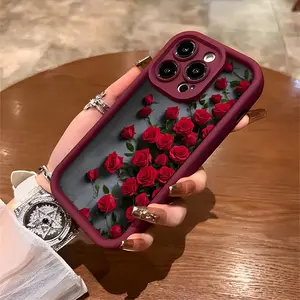 Red Rose Flower High Case for iPhone 17 Air 16 15 14 Pro Max 13 12 11 XR XS Plus Shockproof Full Camera Protection Durable slim Silicone Cover Protective Smartphone
