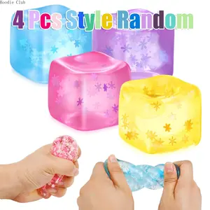 Cute Mini Squishy Stress Ball Set 4 Pack, Soft Slow Rising Ice Cube Fidget Sensory Toys, Anti-Stress Squeeze Toys for Kids & Adults, Party Favor Gift Bag Fillers, Classroom Prizes, Birthday & Holiday Gifts, Travel & Daily Relaxation Use