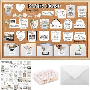 Prayer Board Kit for Women 162 Pcs White Christian Faith Vision Board Supplies Set with Bible Verse Cards Stickers Envelopes Pins for Home Church Wall Decor