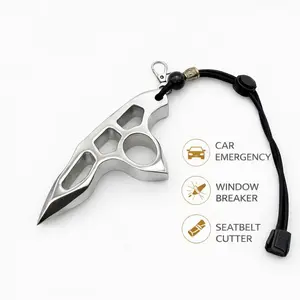 Car Emergency Window Breaker Tool – Stainless Steel Compact Auto Escape Device with Seatbelt Cutter & Keychain Carry