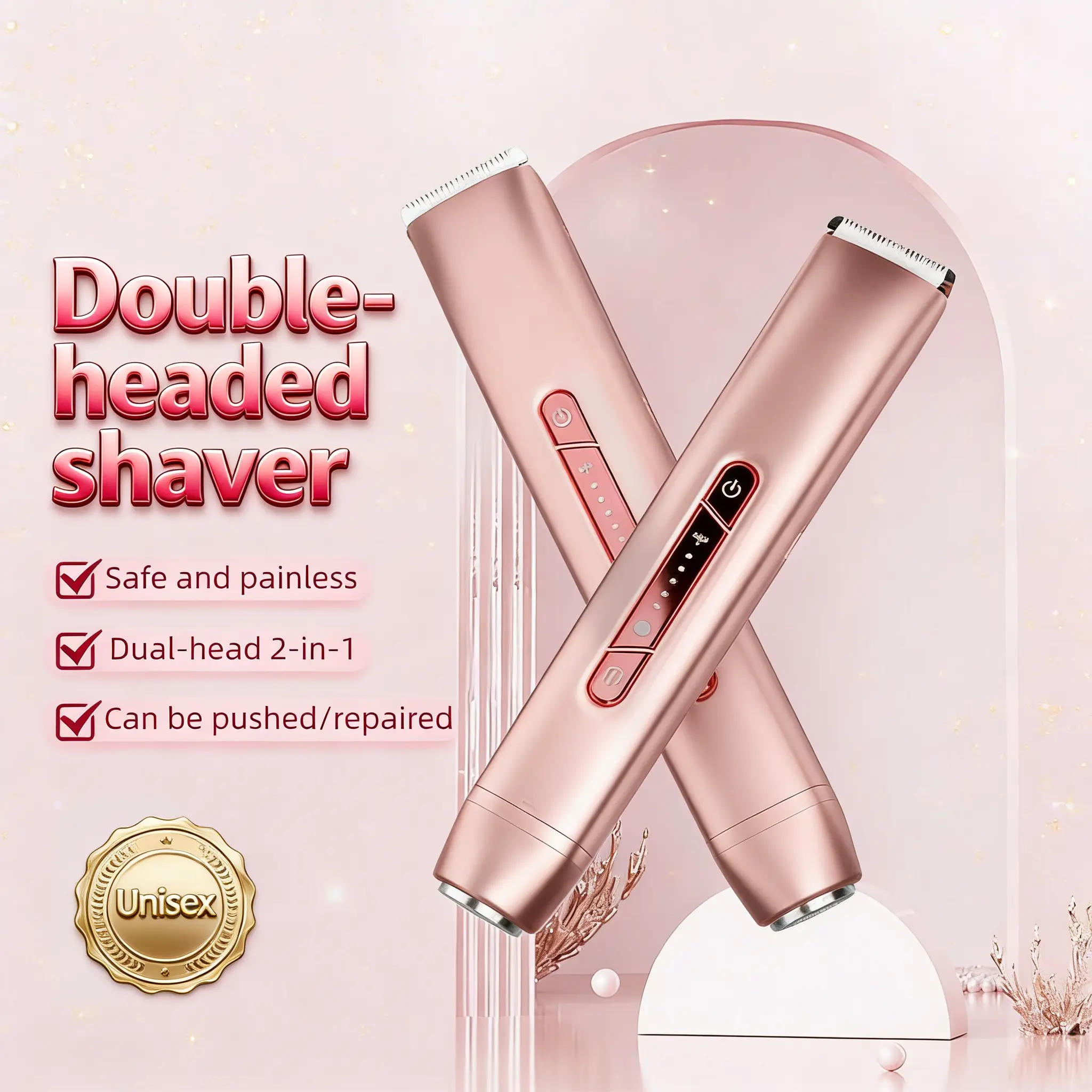 2-in-1 Electric Trimmer and Shaver for Women, Painless Smoothing Bikini & Body Hair Remover, Waterproof & Portable Daily Shaving Tool, Multifunctional Hair Shaver, Abs, Stainless Steel, Rechargeable Battery, Painless Hair Removal Devices