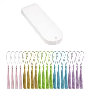 Blank Clear Acrylic Bookmarks 20Pcs Rectangle Craft Transparent Acrylic Book Markers with 20Pcs Small Bookmark Tassels US