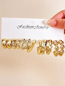 Elegant Women's Hoop Earrings Set, 12/24/36/60pcs Non-Fading Jewelry for Daily Wear, Eco-Friendly Fashion Accessories, Trendy Jewelry Set for Ladies, Trendy Jewellery Accessories