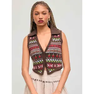 Cider [size 2-10] Knit V-neck Aztec Geometric Vest