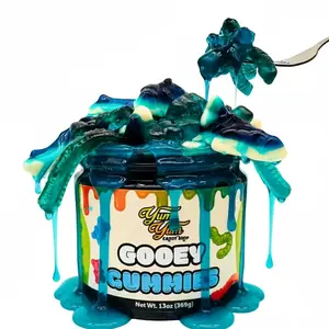 hot new 2026 ! Sour Gooey Gummies, Sour Blue Raspberry Candy, Gummy Candy Mix, Ooze Sticky Gummies, Liquid Chewy Sweet Treat Resealable Container