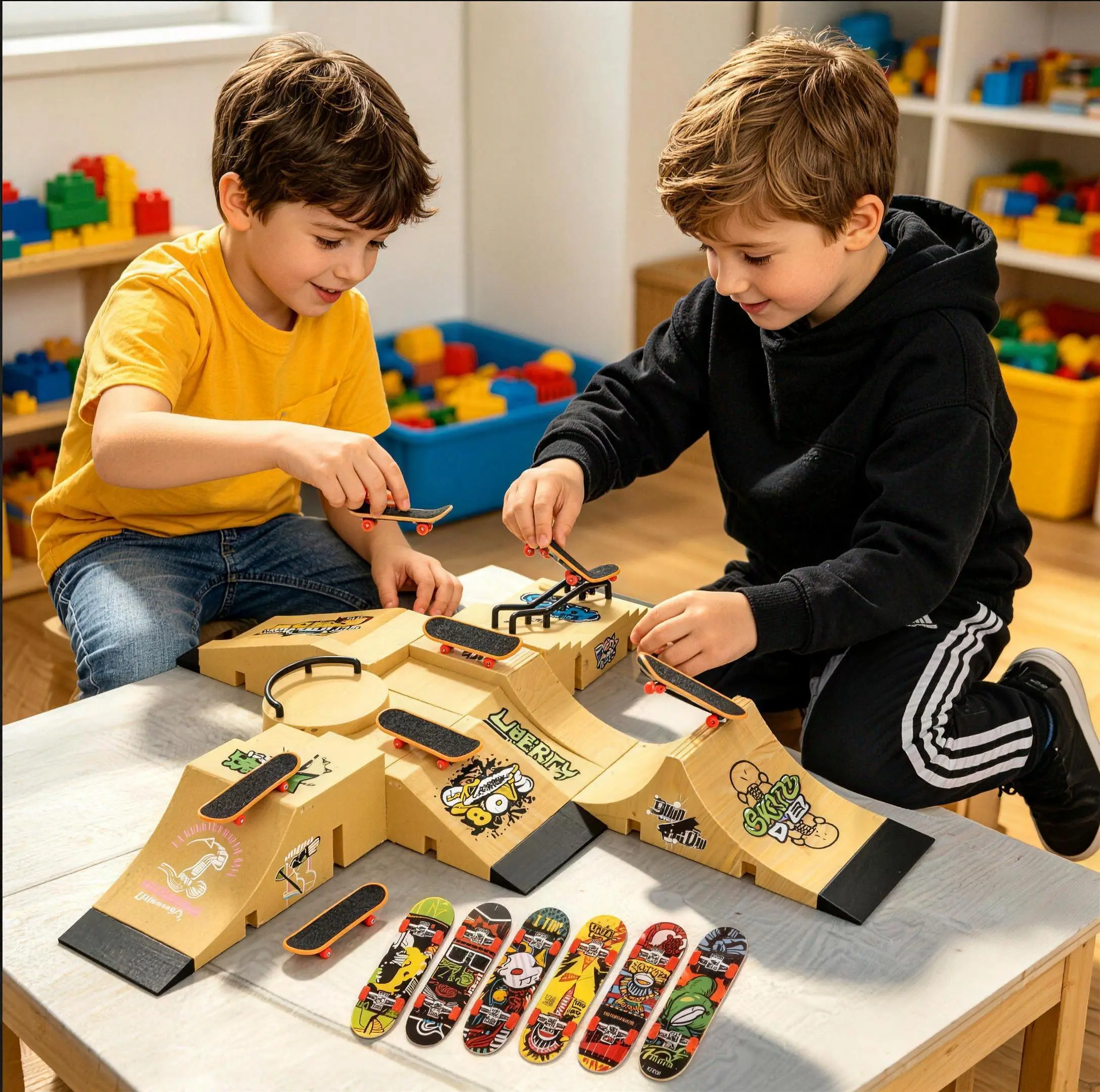 6-in-1 Easy-to-Assemble DIY Finger Toy Assembly Kit, Creative Fidget Item for Skateboarding Enthusiasts, Restores Real Skateboarding Experience