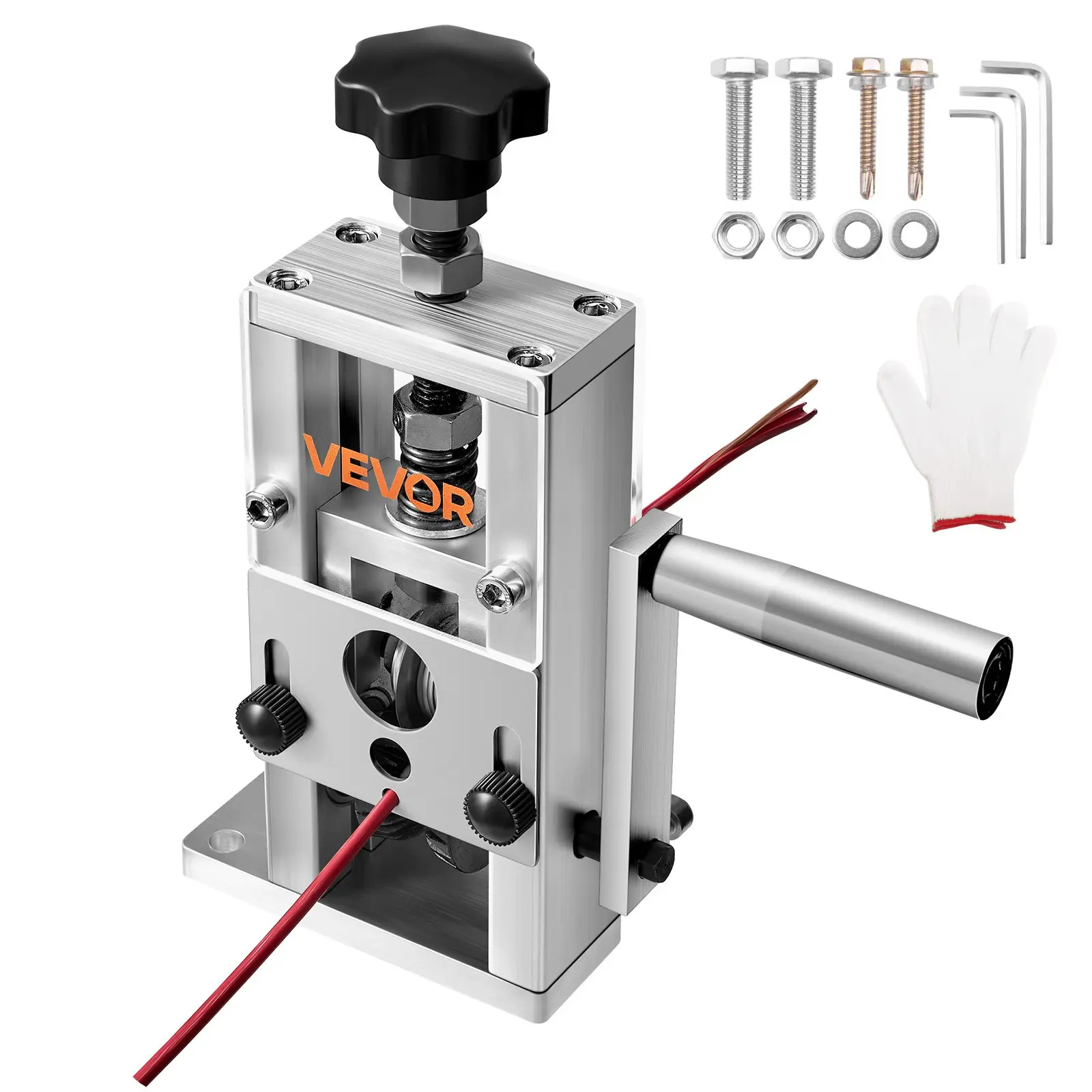 【DealsForYouDays】VEVOR Manual Wire Stripping Machine - Hardware Hand Tool, 0.06-1 in Capacity, Hand Crank/Drill Powered, 64Mn Quenched Blades, 45# Steel Rollers, Aluminum Alloy Frame, 4.33x1.97x8.86 in, 3.75 lbs, for Scrap Copper Recycling, Hand Tools