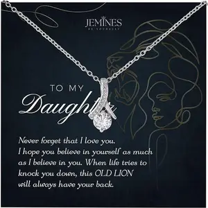 Beautiful Bonus Daughter Necklace with Interlocking Hearts and Message Card, Sentimental Jewelry Gift for Stepdaughter