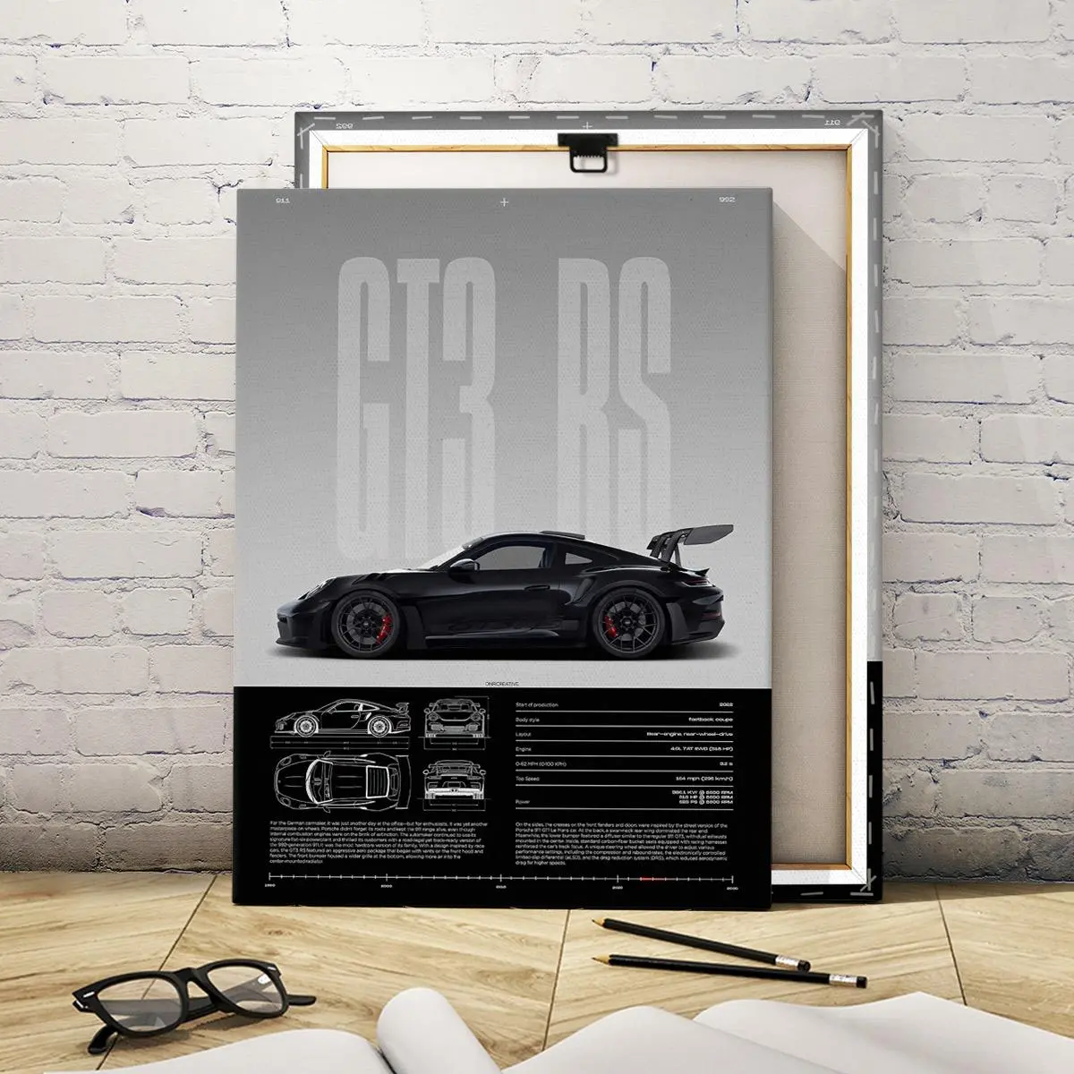 Wooden-Framed Canvas Painting, High-Performance GT3 RS Specification Poster, Modern Canvas Wall Art for Living Room, Bedroom & Office Decoration, Modern Home Decor, Fashion Artistic Ornaments Wooden-Framed Canvas Painting, High-Performance GT3 RS Specification Poster, Modern Canvas Wall Art for Living Room, Bedroom & Office Decoration, Modern Home Decor, Fashion Artistic Ornaments
