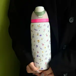 Floral Pattern Vacuum Flask, 24oz-32oz-40oz Large Capacity Insulated Water Bottle, Stainless Steel Tumbler, Leakproof Tumbler, Drinking Cup for Home Office School Outdoor Travel, Leak Proof Insulated Drinkware