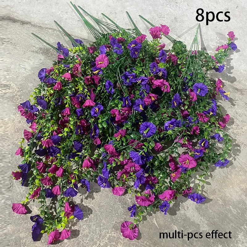 Artificial Hanging Morning Glory - Realistic Plastic Flowers in Deep and Light Purple, Suitable for Indoor and Outdoor Use, Weddings, Valentine's Day, Home Decor Accessory, Courtyard, Porch Decoration, Wedding Decorations, Home Decoration Bouquet