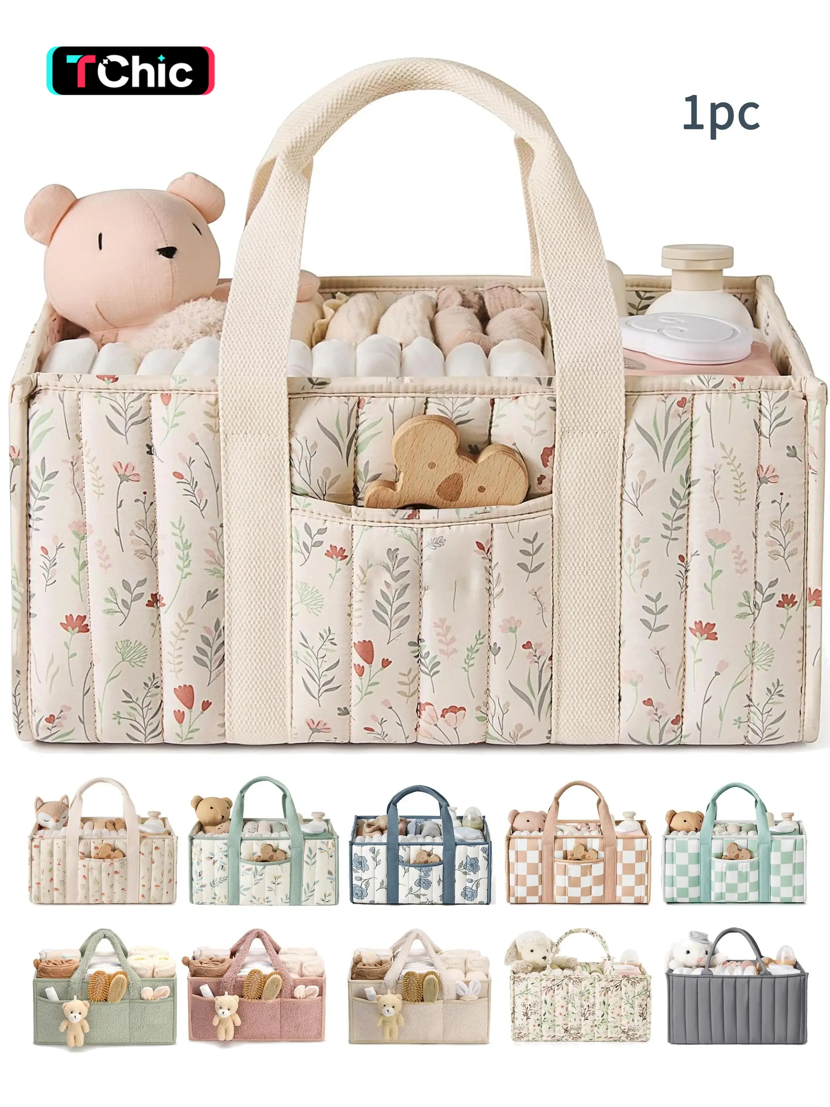Baby Diaper Caddy - Large Organizer Tote Bag for Newborn essentials Boy or Girl - Baby Shower Basket - Nursery Must Haves - Registry Favorites - Newborn Caddie Car Travel