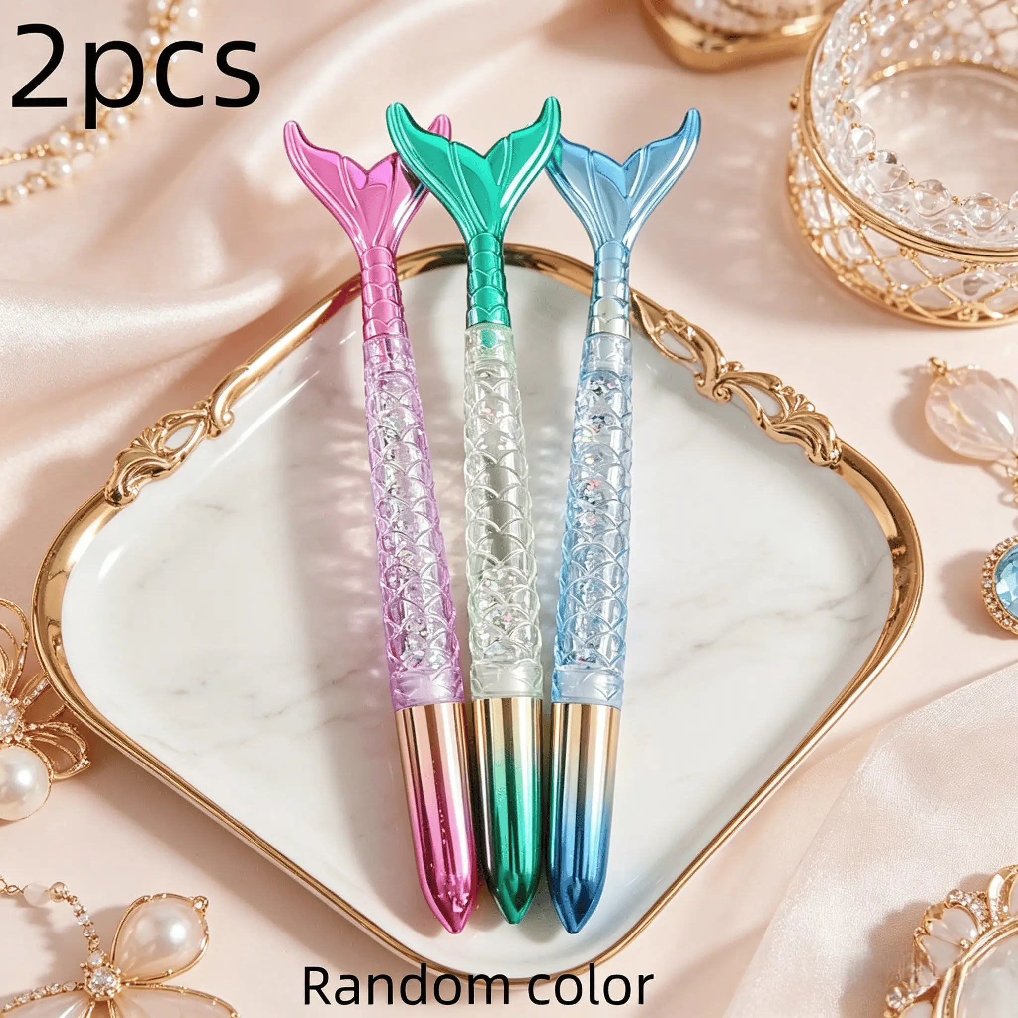 2pcs Mermaid Neutral Pens, Creative Japanese Korean Style, 0.5mm Ballpoint Pen, Cute and Adorable Water Brush, Girl's Neutral Pen