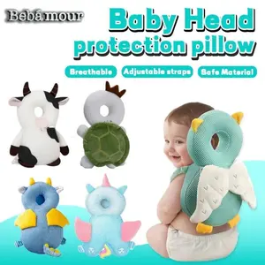 Bebamour Baby Head Protection Pillow Bag Toddler Cushion Backpack for High Chair Travel & Postpartum Gift Breathable Adjustable Straps