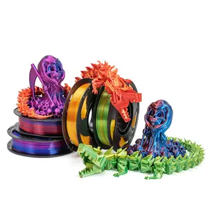Toksen3d Printer Filament 1.75mm Pla Long Fiber Silk Dual Color Tri-Color Coextrusion Rainbow Colors 1kg Smooth Color Transition
