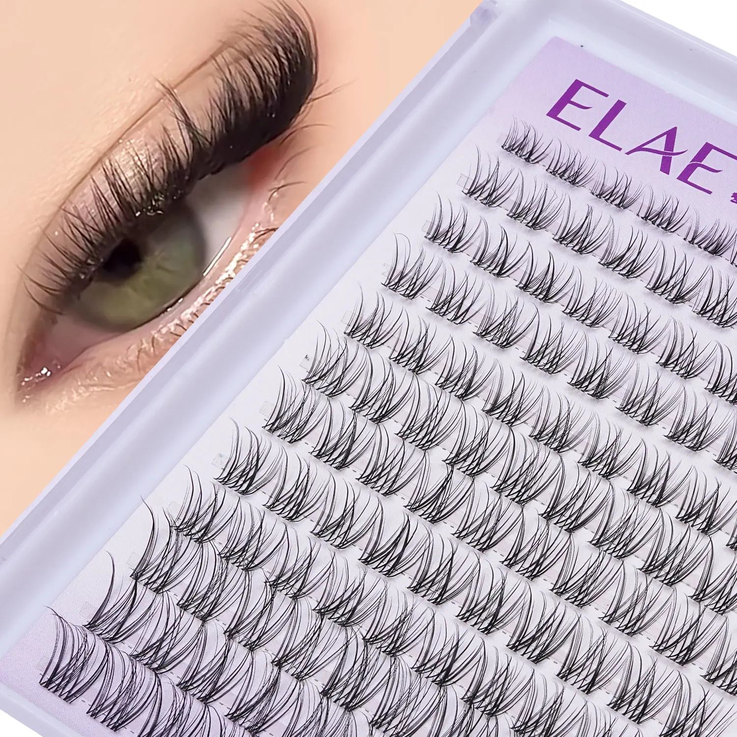 ELAE Lash Clusters Short 8-14mm 120PCS Natural Cluster Lashes Wispy Eyelash Clusters DIY Eyelash Extension Natural Lash Clusters Thin Invisible Lash Band Cluster Eyelash Extensions