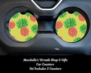 Pink Pineapples Car Coasters - Upgrade Your Car Interior with Stylish and Functional Car Coasters, Car Accessories, Car Interior Decoration