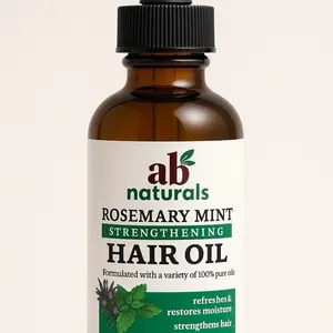 AB Naturals Rosemary Mint Strengthening Hair Oil 2 fl oz - Hydrating Formula with Soybean Castor Jojoba Olive & Sweet Almond Oils - Made in USA haircare Moisture haircare Peppermint Hydrate Nourishing Activating Scalp Tonic