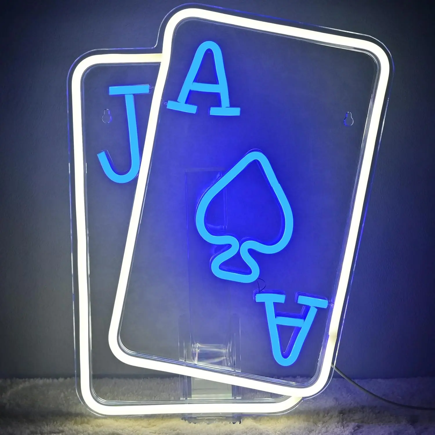 Playing Cards Neon Sign, LED Poker Wall Decor Neon Light for Bedroom, Casino, Bar, Hotel, Play Room, Themed Party, Birthday, Christmas Gift Colorful Backlight, Led Neon Lights