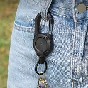 Retractable Keychain Heavy Duty ID Badge Holder Reel Multitool Carabine Key Holder with 25.6" Steel Cord Key Ring Clip for Drivers and Professionals