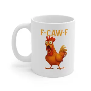Chicken Mug, F-Caw-F Coffee Cup, Humorous Drinking Mug, Gift