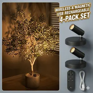 4-Pack Rechargeable Wireless LED Spotlight, Magnetic Accent Lighting with Remote, 3000K Warm White Under Cabinet Light, No Drill Picture Light for Paintings, Art, Closet, Display (Rotatable) lamp USB Adjustable Sconces Dimmable