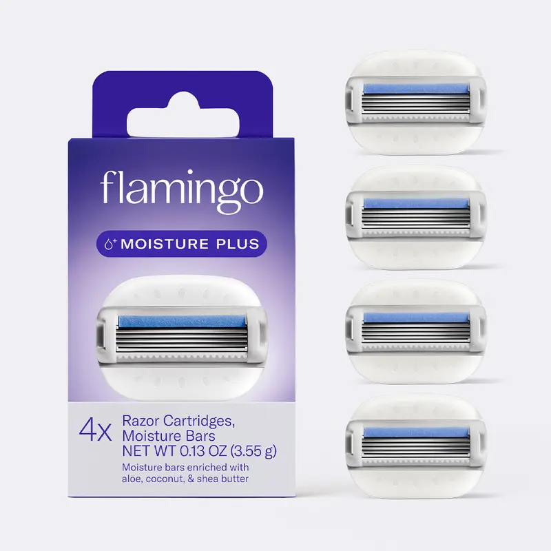Moisture Plus Blades | No Shave Gel Needed with Aloe, Coconut & Shea Butter Flamingo Razor