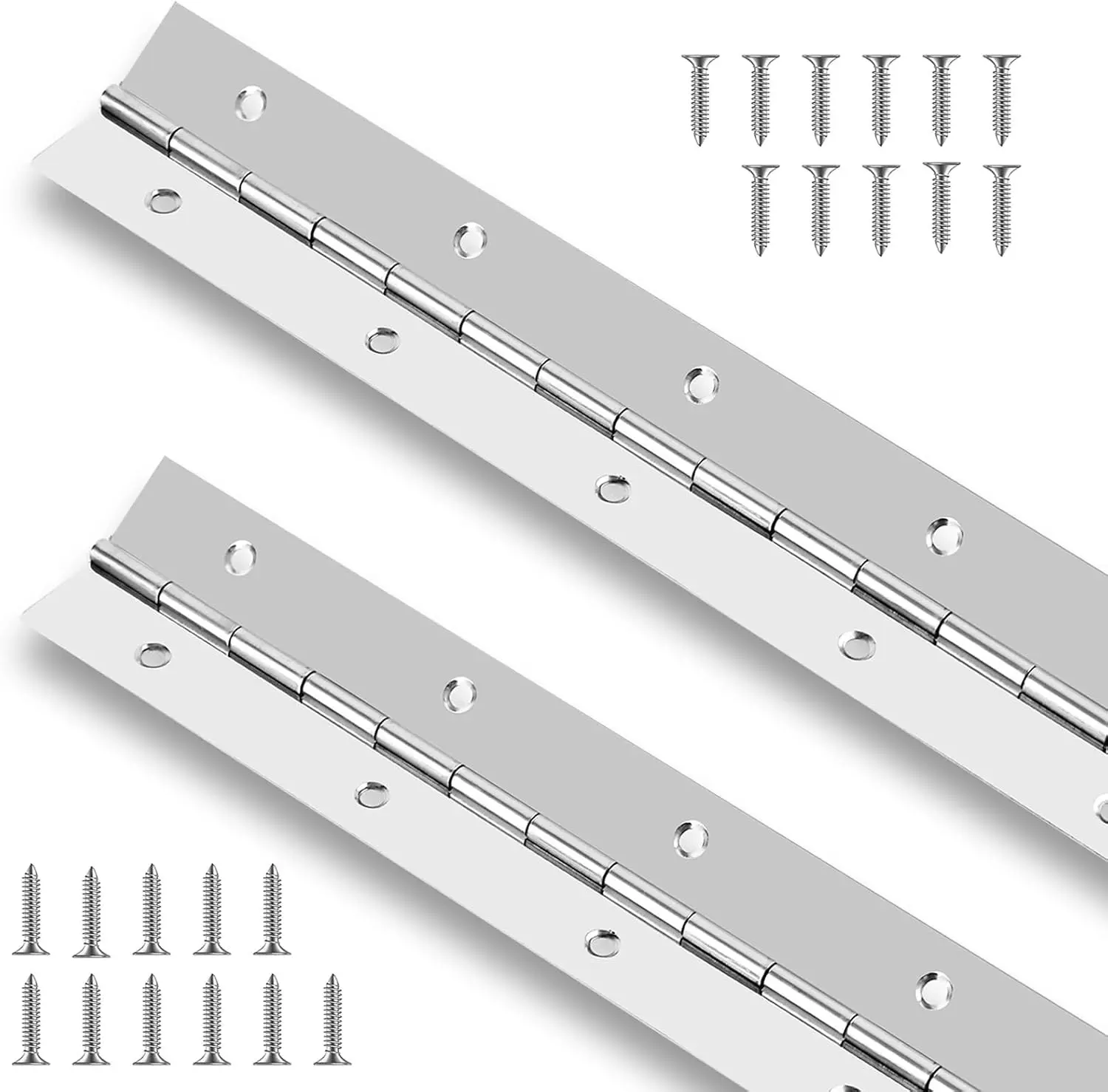 2PCS 12 Inch Piano Hinge Stainless Steel Continuous & Piano Hinge Heavy Duty Piano Hinges, 0.035" Leaf Thickness, 1.2 Inch Open Width, Screw Included