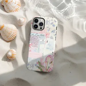 Floral Coastal Italy Collage Phone Case Cute Coastal-Style Aesthetic Summer Protective Cover, compatible with iPhone 17, 16, 15, 14, 13, 12, 11, X, XS, XSMAX, XR, 7P, 8P. An ideal birthday gift for both men and women.