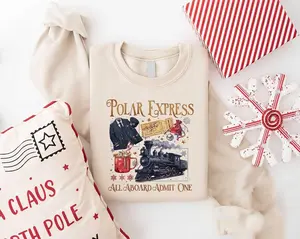 [New Collection For Christmas] Polar Express Sweatshirt, Funny Xmas Outfit, Christmas Family Vacation Tee, Kids Christmas Apparel, Polar Express Gift,Vintage Christmas Tee